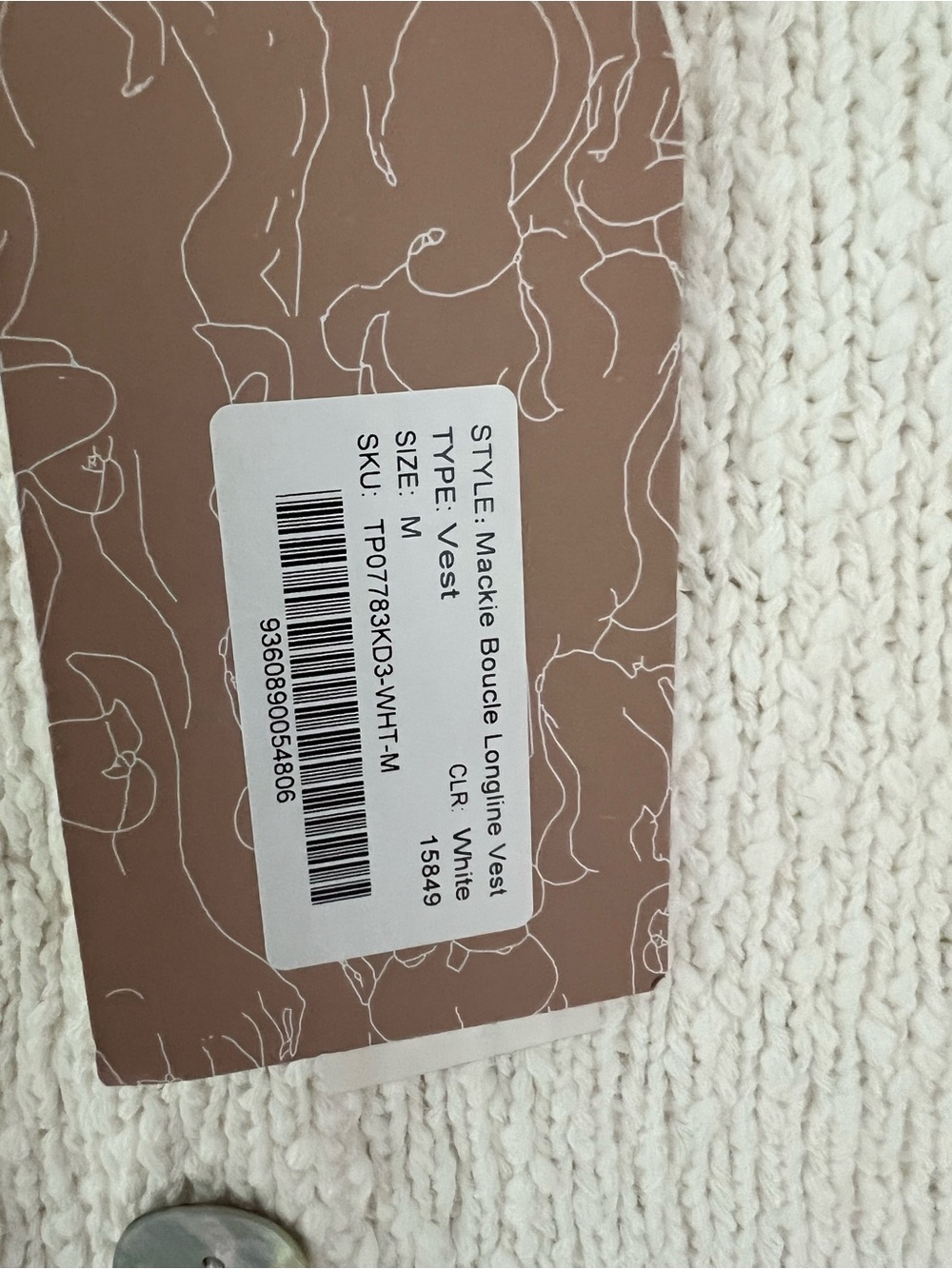 NWT MESHKI Mackie Boucle Longline Vest, White, Medium - Picture 4 of 7